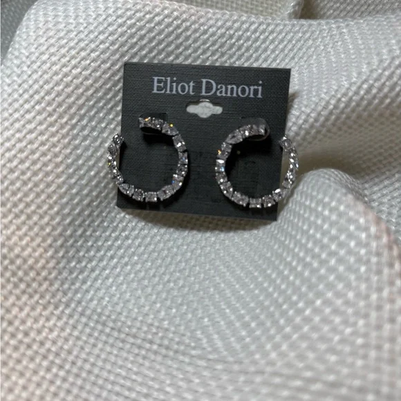 Eliot Danori Sparkling Silver Crystal Hoops - Picture 2 of 8